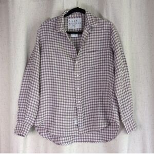 Frank & Eileen Eileen Relaxed Linen Button-Up Shirt Purple Brown Size Medium